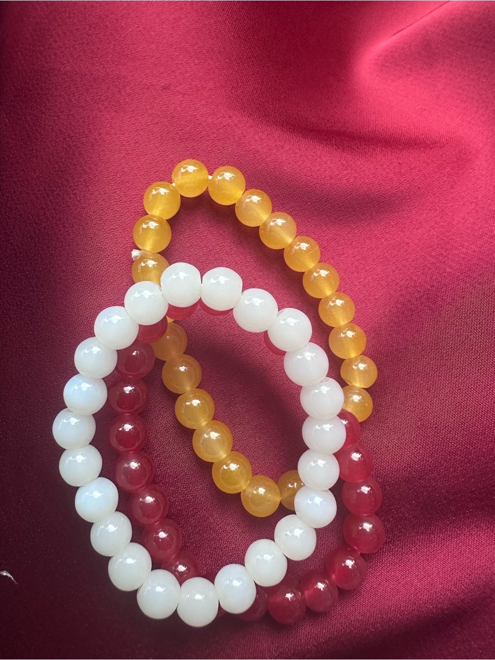Pink, Lavender and Amber Bead Bracelet Set - Women Jewelry